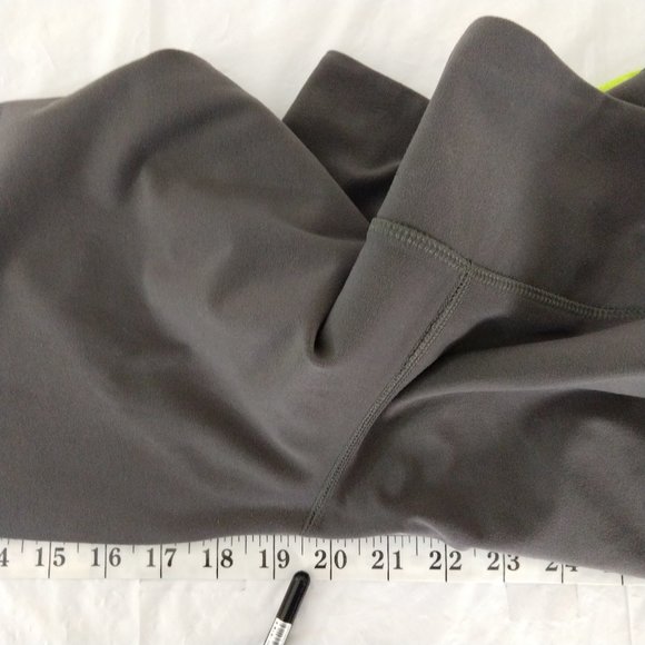 Nike Dri-Fit Womens Running Capri Leggings Back Pocket Mesh Inset Gray/Neon Sz M - Picture 4 of 8